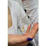 Papatya Silver UVPTS100212 925 Ayar Gold Kaplama Doğum Taşlı Kristal Kesim Plaka Yay Sagittarius Burç Gümüş Kolye