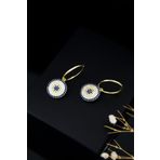 Papatya Silver UVPTS300017 925 Ayar Gold Kaplama Büyük Boy Nazar Halka Kadın Gümüş Küpe