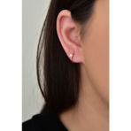 Papatya Silver UVPTS300402 925 Ayar Rose Kaplama Zirkon Taşlı Mini Çiçekli Halka Gümüş Küpe