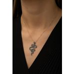 Papatya Silver Yılan Kolye Firuze Taşlı Rose Gold Kaplama 925 Ayar Gümüş Kolye