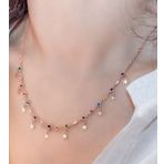 Papatya Silver Yıldız Pullu Renk Nano Zirkon Sıra Rose Altın Kaplama 925 Ayar Gümüş Kolye