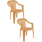 Papatya Tropik Plastik Koltuk Teak 2Li Paket - Bahçe, Balkon, Teras Sandalyesi