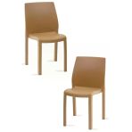 Papatya Yummy Sandalye Teak 2Li Paket - Plastik Bahçe Balkon Sandalyesi