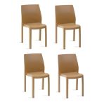 Papatya Yummy Sandalye Teak 4Lü Paket - Plastik Bahçe Balkon Sandalyesi