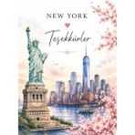 Papelia New York Temalı Teşekkür Kartı | Özgürlük Heykeli Tasarımlı 8x5 cm Not Kartı | Hediyelik Paket Kartı | Sipariş Teşekkür Kartı - 500 Adet - tek renk, ebat
