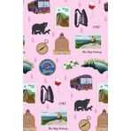 Paperback soft cover notepad notebook journal with Asheville NC North Carolina landmarks in pink, 150 lined pages