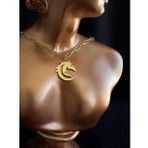 Paperclip(Ataş) Model Zincir At Charmlı Gold Çelik Kolye Ata Serisi