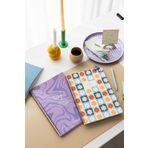 PAPERORA A4 Spiralli Karton Kapak 2’li Set Kareli Okul Defteri 80 yaprak, Ders Programlı Lila Çiçek