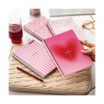 Paperora A5 Spiralli Karton Kapak 4'lü Set Kareli Okul Defteri 80 Yaprak - Ders Programlı Pembe Kurdele Kalp - 41 Delft Blue