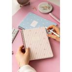 Paperora A5 Spiralli Karton Kapak Çizgili Okul Defteri 80 Yaprak 2'li Set - Ders Programlı - Kiraz - Renkli