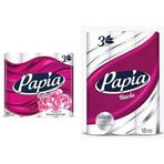 Papia 3 Katlı Egzotik Şakayık Özleriyle Parfümlü 32'Li Cilt Tuvalet Kağıdı (1 X 32 Rulo) Papia 3 Katlı Emici & Dayanıklı 12'Li Kağıt Hav
