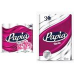 Papia 3 Katlı Egzotik Şakayık Özleriyle Parfümlü 32'Li Cilt Tuvalet Kağıdı (1 X 32 Rulo) Papia 3 Katlı Emici & Dayanıklı 12'Li Kağıt Havlu (1 X 12 Rulo)