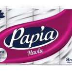 Papia 3 Katlı Ultra Emici & Dayanıklı 8'li Kağıt Havlu (1 x 8 Rulo)
