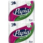 Papia Kağıt Havlu 3 Katlı 12'li Set Bio Care (2 Paket) 6 Rulo Dayanıklı ve Ultra Emici - Beyaz
