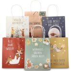 Papierdrachen 6 adet baskılı kulplu poşet, kartpostallı, siyah, 22 x 18 x 8 cm, hediye paketi, hediye torbası seti, Set 5, 1 stück (6er Pack)