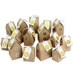 Papierdrachen Noel takvimi, el işi ve doldurmak için evler – altın sayı çıkartmalarıyla – 24 doğal kahverengi kutu 400 g/m² kartondan – 24 kutu – Noel köyü seti – tekrar kullanılabilir