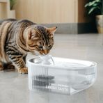 PAPIFEED Cat Su Çeşmesi, 80 oz/2,5 L Otomatik Pet Su Çeşmesi Köpek Su Sebili, Paslanmaz Çelik Tepsili, Kediler, Köpekler, LED Işık için Kolay Temizlik, Şeffaf
