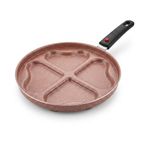 Papilla Redio Romantik 24 cm Kalpli Pankek ve Omlet Tavası - 4 Gözlü, Çıkarılabilir Saplı Yanmaz Yapışmaz Bölmeli Tava (PEMBE)