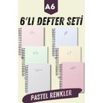 Papirus Craft A6 Spiralli Defter Seti | 6 Adet | Çizgisiz | A6 | Çelik Spiral | 80 Sayfa | Sert Karton Kapak