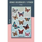 Papirus Craft Renkli Kelebekler Sticker Seti 2 , Çıkartma , Etiket Seti