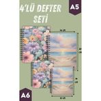 Papirus Craft Spiralli Defter | 4 Adet | Çizgisiz | A5 Ve A6 | Çelik Spiral | 90 Sayfa | Sert Karton Kapak
