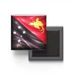 Papua Yeni Gine - Abstract Efektli Bayrak - Baskılı Kare Buzdolap Magneti