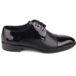 Papuç Sepeti 4563 Erkek Bağcıklı Klasik Rugan Ayakkabı - Siyah Rugan