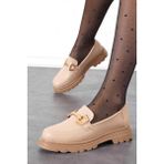 Papuç Sepeti Fncy-3933 Günlük Kadın Loafer Ayakkabı Krem 37