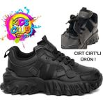 Papuccum Ortopedi Çocuk Bağcık Görünümlü Cırtlı Sneaker Ortopedik Çocuk Spor Ayakkabı - Siyah