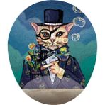 Papyon Takan Esrarengiz Kedi Görselli - Bilek Destekli Mouse Pad - Çok Renkli