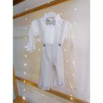 Papyonlu 3'lü Bej Klasik Erkek Bebek Salopet Takım Özel Gün Kıyafeti Düğün Bebek Hediyesi - Bej - Açık Bej - 9 Ay