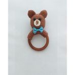 Papyonlu Ayıcık Çıngırak Diş Kaşıyıcı Amigurumi Organik Oyuncak