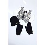 Papyonlu Erkek Bebek Takım 3lü Set LACİVERT 3-6 AY