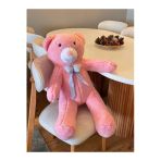 Papyonlu Pembe Dev Büyük Peluş Ayıcık 80Cm Sevgililer Günü Özel Ayıcık, Hediyelik Ayı