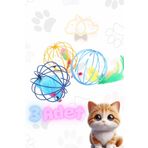 PapyonPet 3 Adet Kafes İçinde Toplu Peluş Fare Hareketli Kedi Oyuncağı