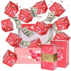 Para hediyesi, doğum günü, kendin yap sürpriz kutusu, Happy Birthday Pop Up patlayan kutu, hediye kutusu, ebeveynler, sevgililer ve arkadaşlar için doğum günü hediyesi (10 sekme) (kırmızı)