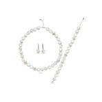 Para İnci Kolye Bileklik Küpe Üçlü Set (Beyaz)