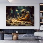 Para ve Astronot Temalı Kanvas Tablo, Astronot Duvar Dekoru