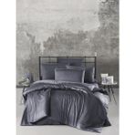 Paradise Ecosse Çizgili Saten King Size Nevresim Takımı - Gri Çizgili Saten Nevresim Seti - 240 x 260 cm