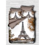 paradise RANFORCE %100 Pamuk 3D Baskılı Sonbahar ve Eyfel Temalı Paris Nevresim Takımı, Tam/Queen Boy Yorgan/Nevresim Takımı, (4)
