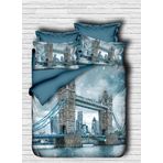 paradise RANFORCE %100 Pamuk 3D Baskılı Tower Bridge ve Londra Temalı Şehir Yatak Takımı, Tam/Çift Kişilik Yorgan/Nevresim Takımı, Düz veya Lastikli Çarşaf YOK (3 Parça)