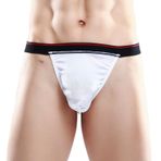 Paradise Silk Erkekler ipek örgü geniş elastik kemer tanga, Beyaz, M