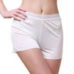 Paradise Silk Kadın ipek örgü dantelli kemer erkek bacak bacak şort, beyaz, L