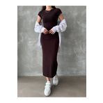 Paraf style BASİC Kısa Kollu Vücuda Yapışan Esnek Maxi Boy Elbise noc10001