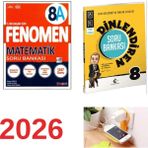 paraf yayınları Fenomen 8B Matematik Soru Bankası + Eker Test 8.Sınıf Dinlendiren Soru Bankası Set Priz Tutuculu