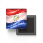 Paraguay - Abstract Efektli Bayrak - Baskılı Kare Buzdolap Magneti