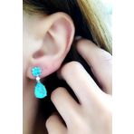 Paraiba Taşlı 925ayar Gümüş Damla Şık Küpe