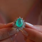 Paraiba Taşlı Damla Sultan Modeli 925 Ayar Gümüş Yüzük