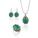 Paraiba Taşlı El işçiliği Otantik Gümüş Üçlü Set 201023381