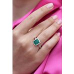Paraiba Taşlı Radiant Kesim Gümüş Yüzük